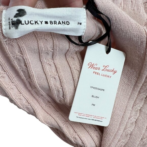 Lucky Brand Blush Cable Knit Sweater Dress Pink Size Petite Medium NWT - Picture 10 of 13